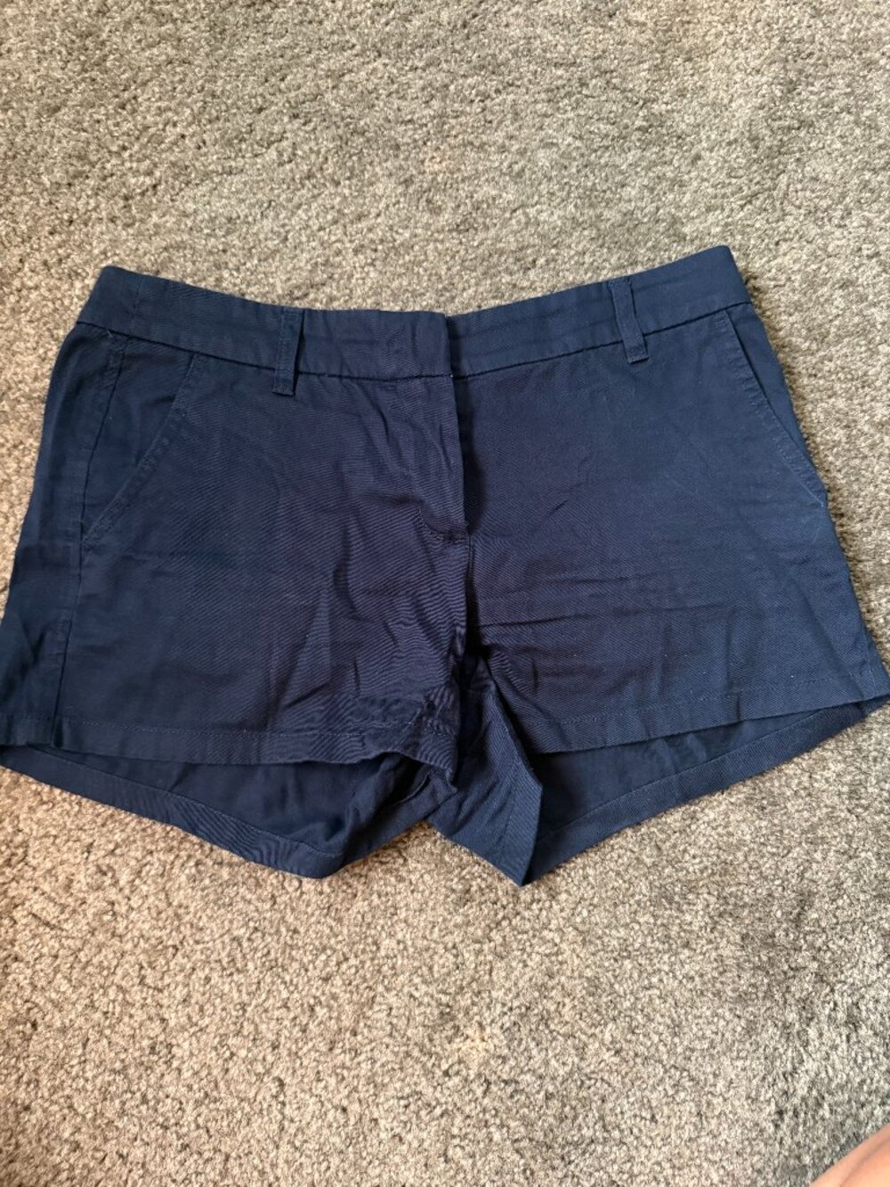 J.CREW Factor Navy Blue Chino Chino Shorts Size 8 Stretch Cotton Twill 3" Inseam